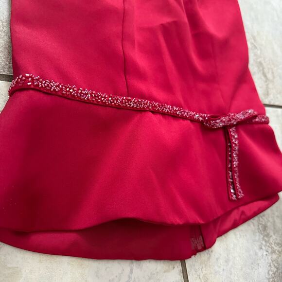 Alexia Designs Red Halter Beaded Bow Top size Formal Holiday Wedding Valentines - Picture 10 of 11